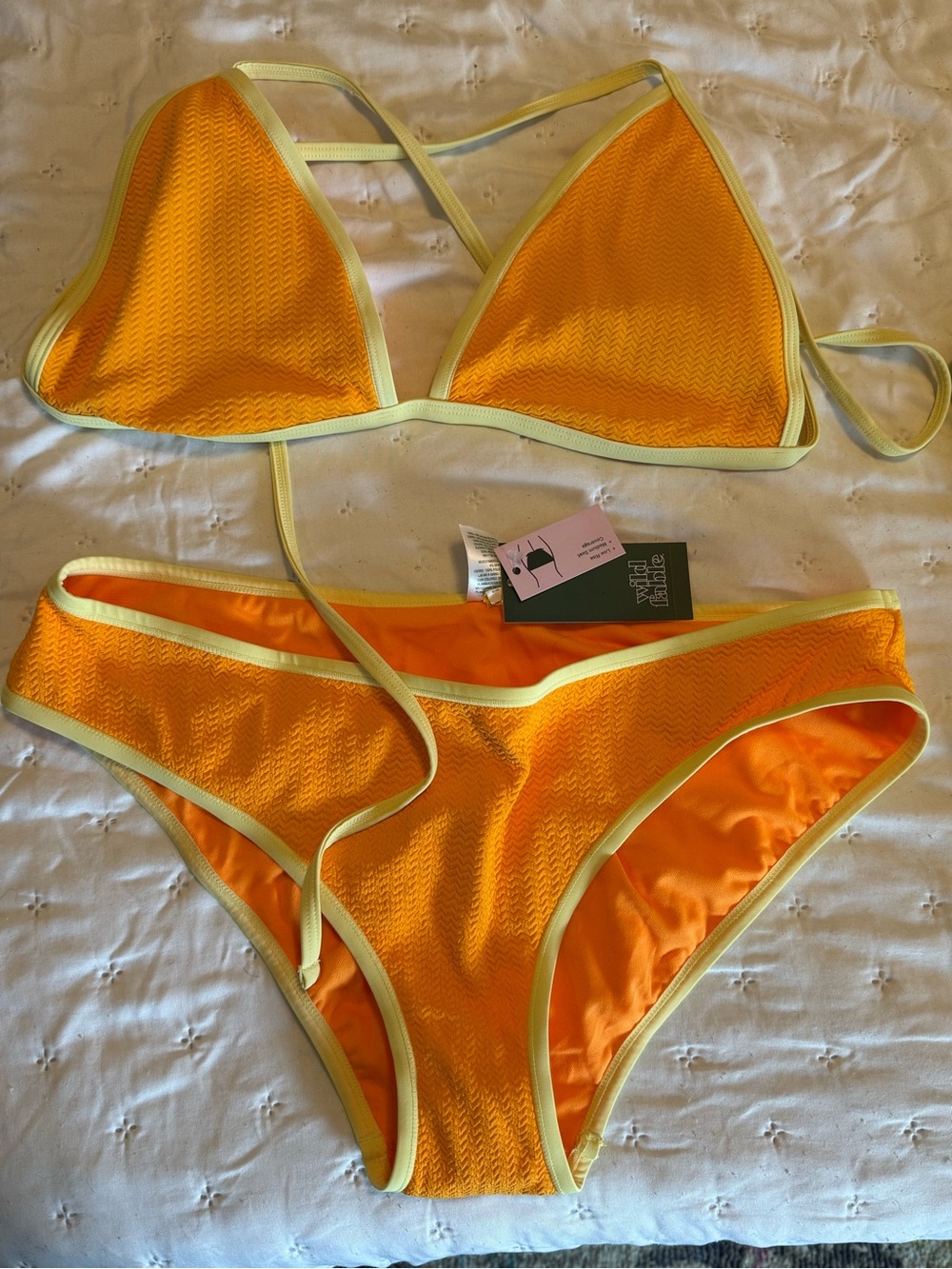 wild fable Bright Orange Triangle Bikini with Yellow Trim